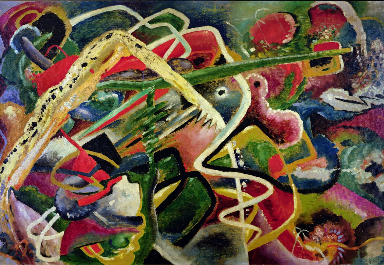 Furioso 9, ca.1917 (olieverf op board) door Rudolf Bauer