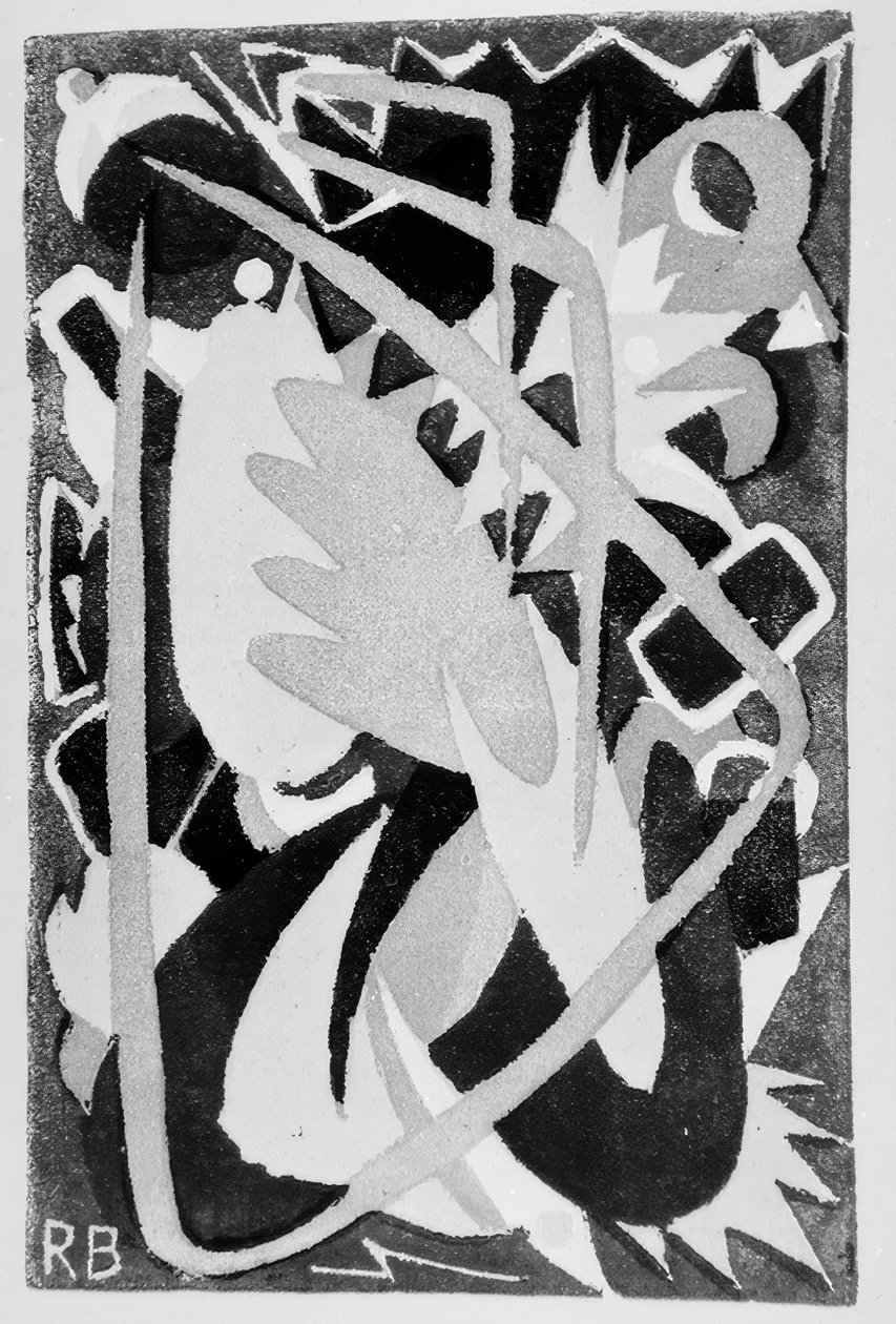 Zonder titel (abstracte compositie) door Rudolf Bauer