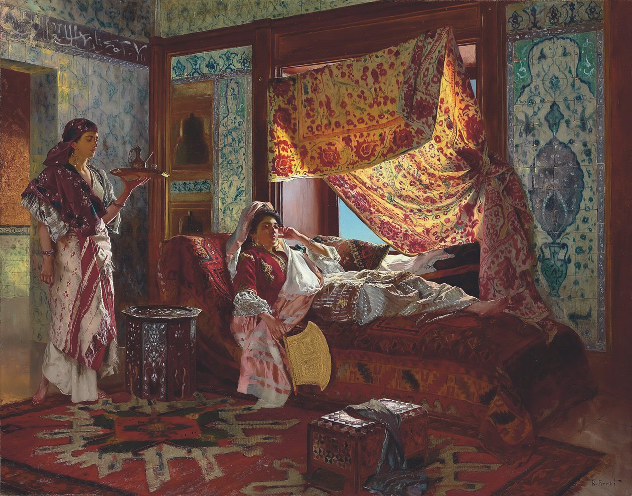 Thee drinken in de Harem door Rudolf Ernst
