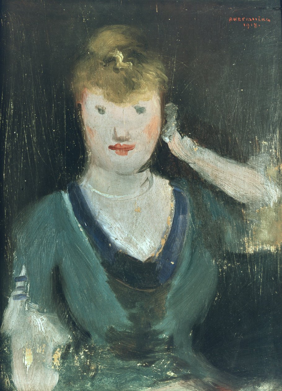 Meisje uit een café door Rudolf Kremlicka