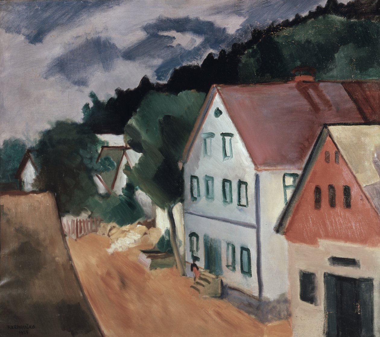 Weg in een dorp door Rudolf Kremlicka