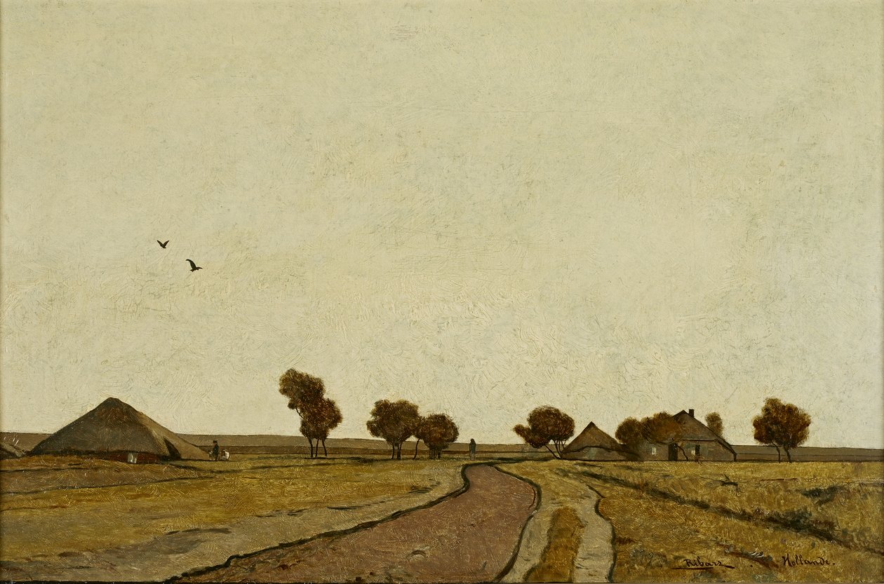 Hollands landschap met boerderijen door Rudolf Ribarz