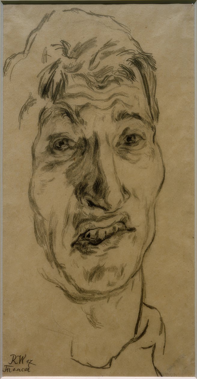 Zelfportret als gevangene (in Rusland) door Rudolf Wacker