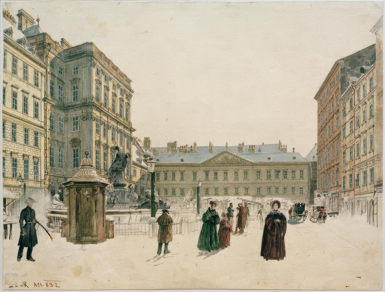 De Nieuwe Markt in Wenen door Rudolf von Alt