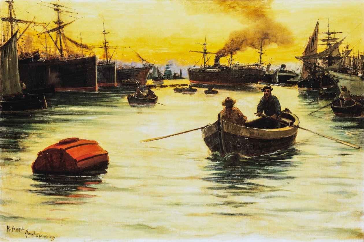 Zonsondergang in de haven door Ruggero Panerai