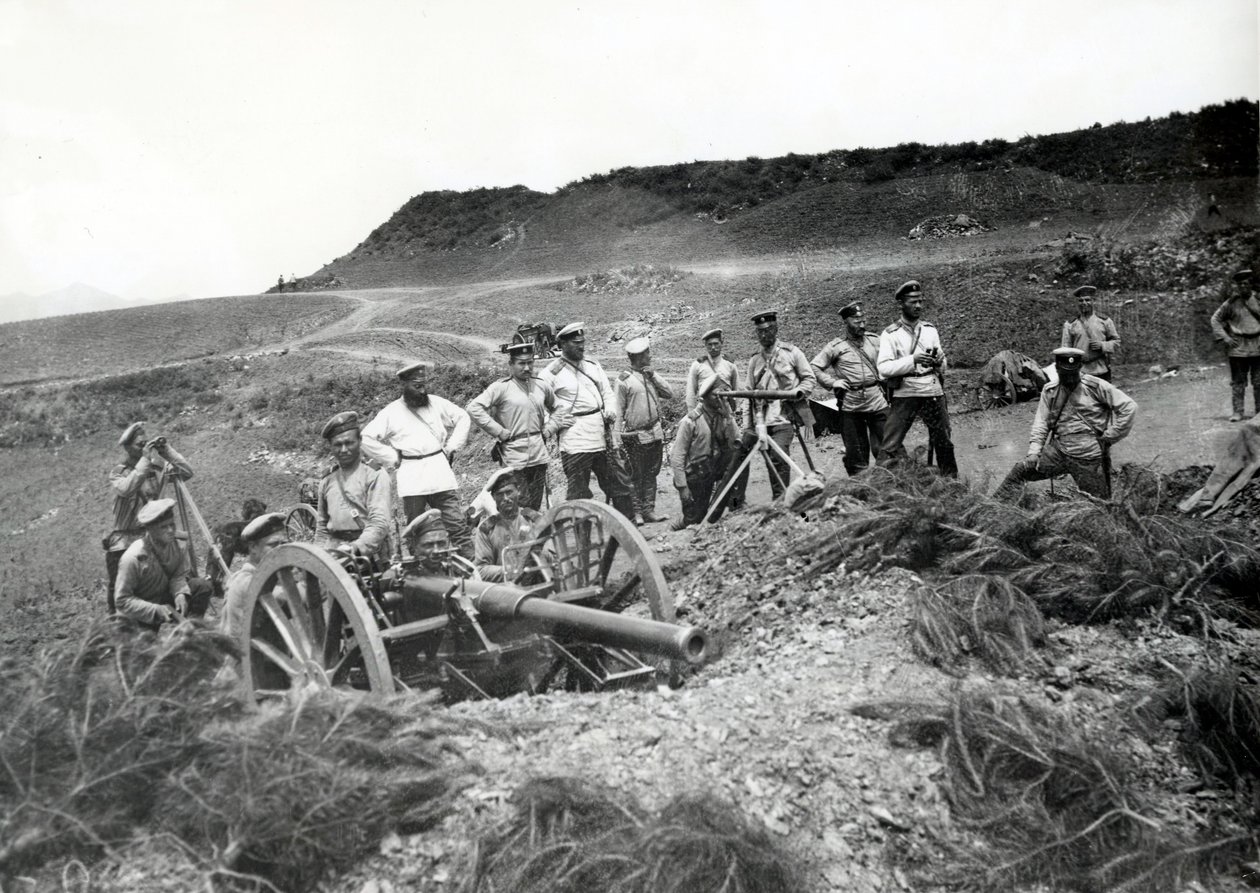 Russische troepen tijdens de Russisch-Japanse oorlog, 1904 door Russian Photographer