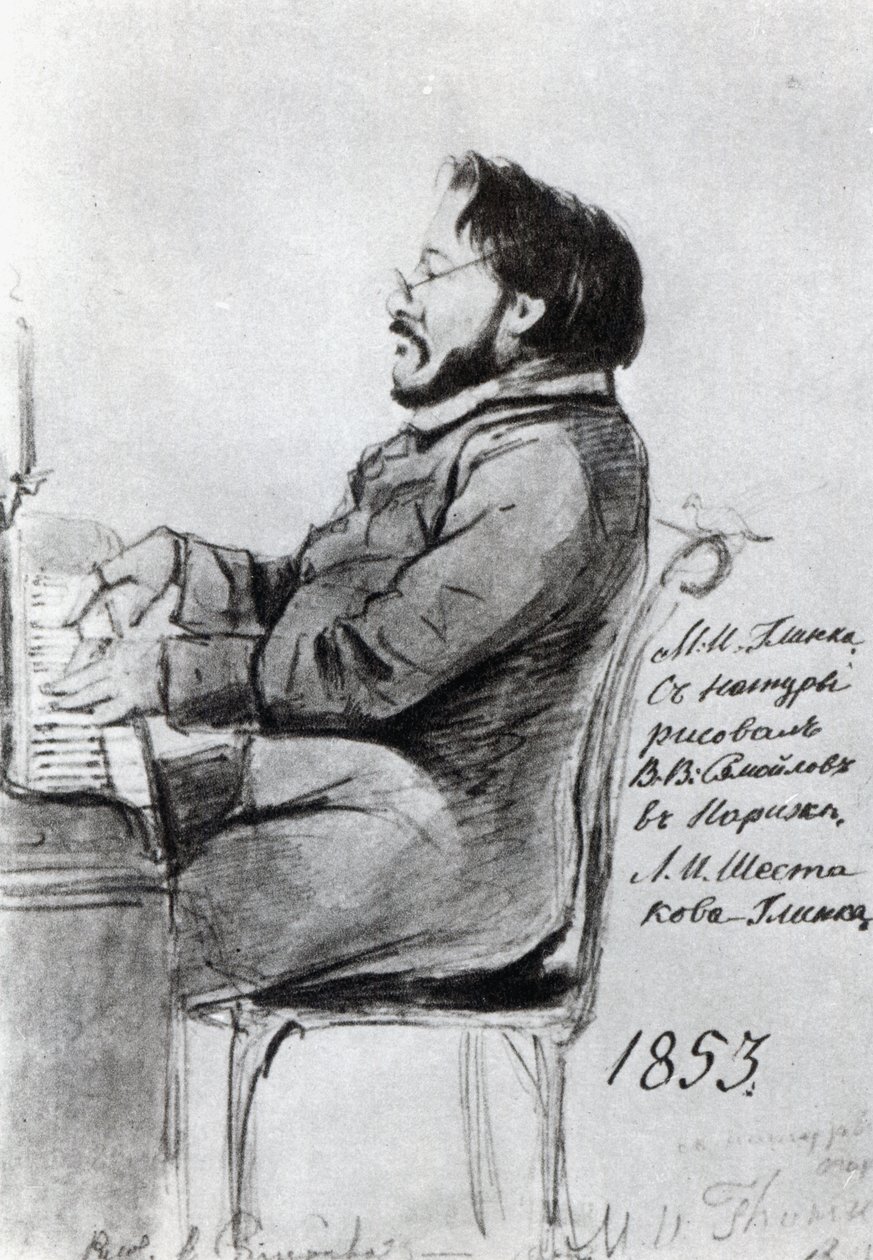 Mikhail Glinka, 1853 door Russian School