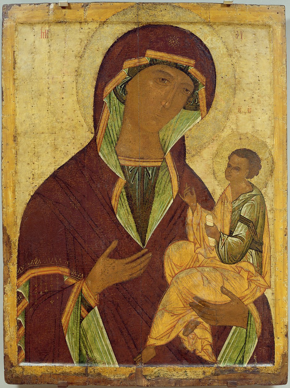 Maagd en Kind, c.1500 door Russian School
