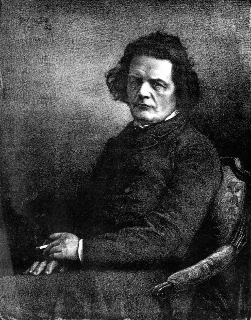 Anton Rubinstein, 19e eeuw (tekening) door Russian School