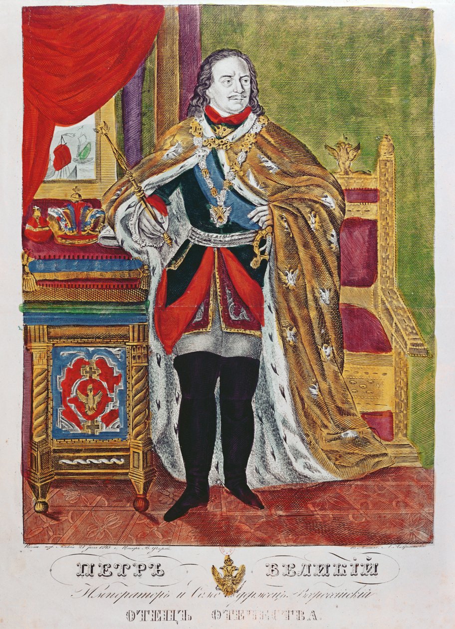 Tsaar Peter de Grote (1672-1725), 1845 door Russian School