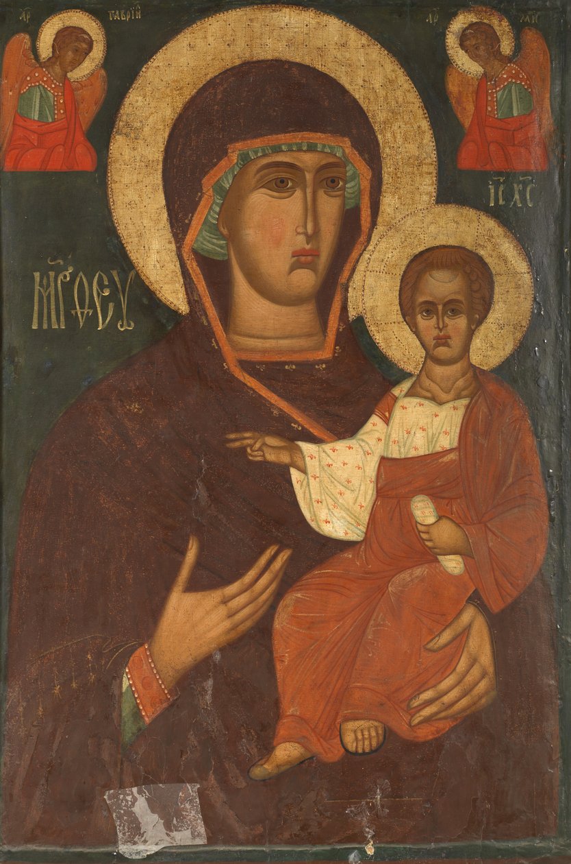 Maagd en Kind met Aartsengelen, 1500-99 door Russian School
