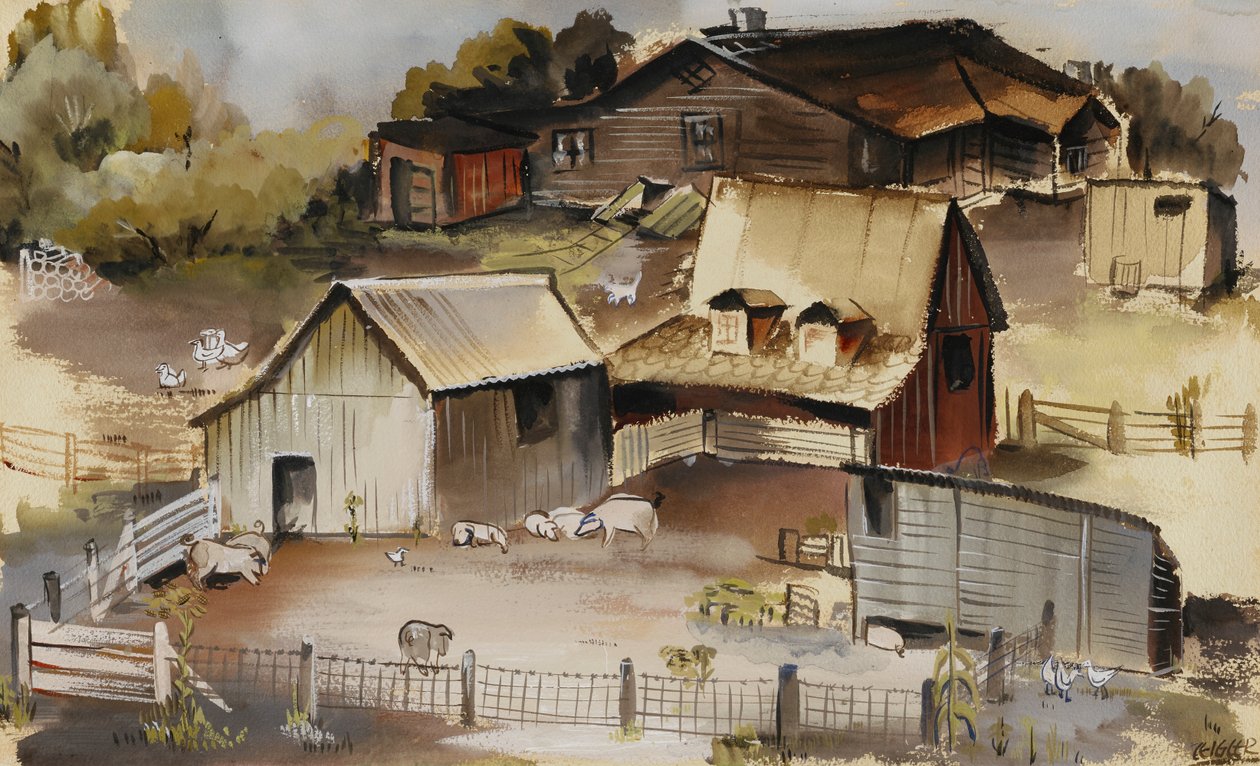 Boerderij in Iowa, n.d. door Ruth Ziegler