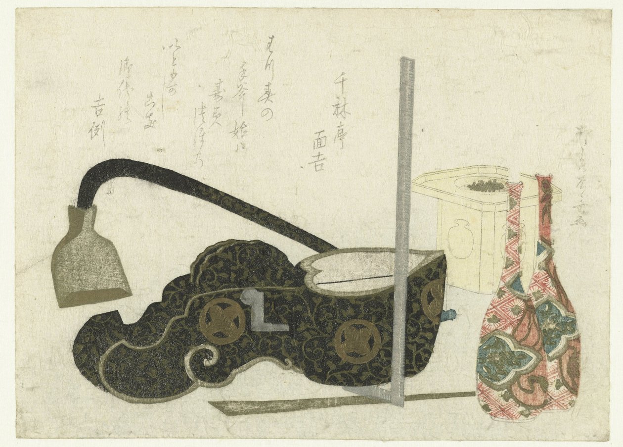 Sakeflessen en timmermansgereedschap door Ryuryukyo Shinsai