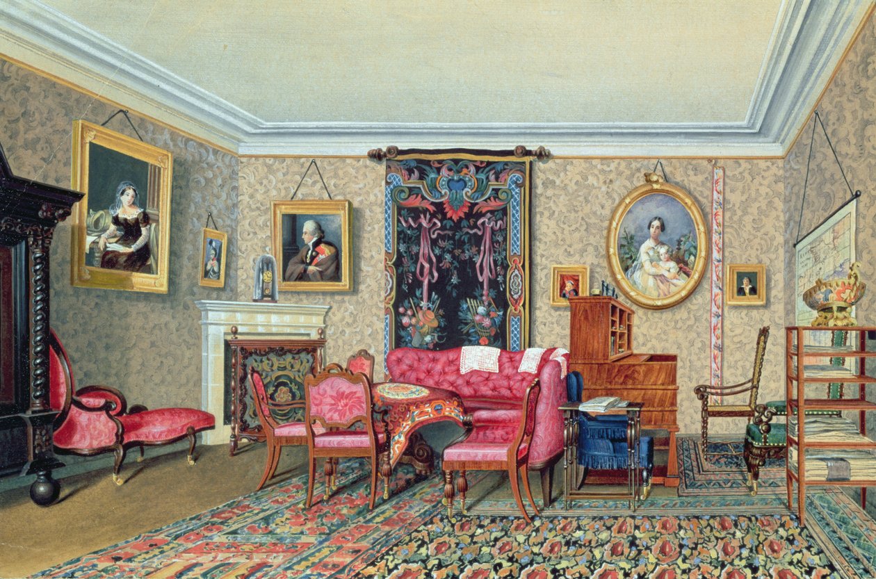 Interieur in Pavlino, 1840s door S. Sollogub