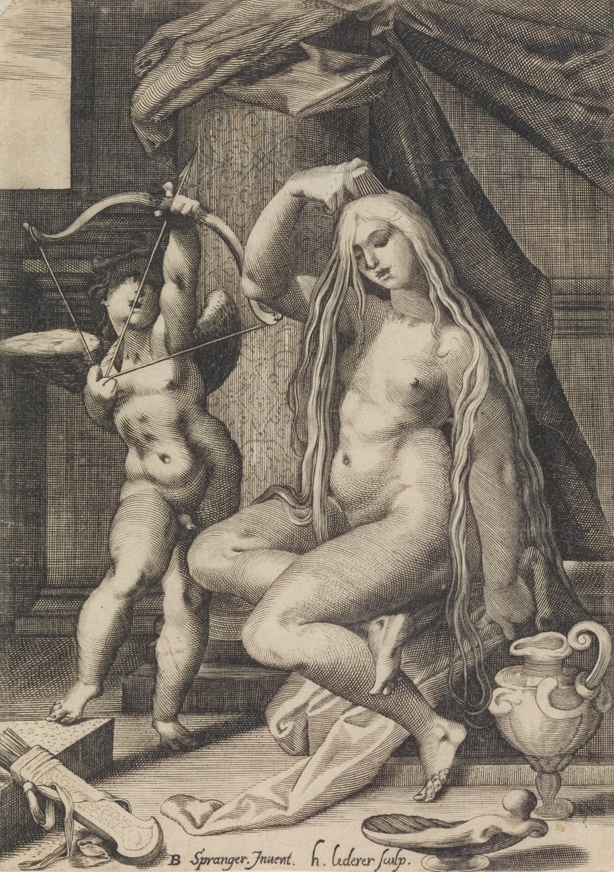 Venus en Cupido, 1571-1650 door Sadeler