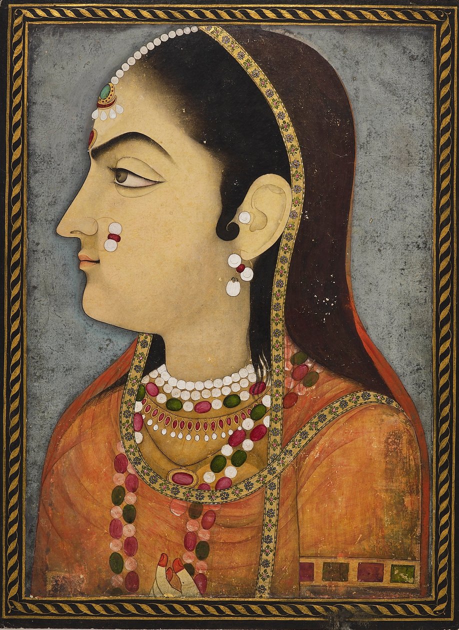 Portret van een dame, ca. 1800 door Sahib Ram