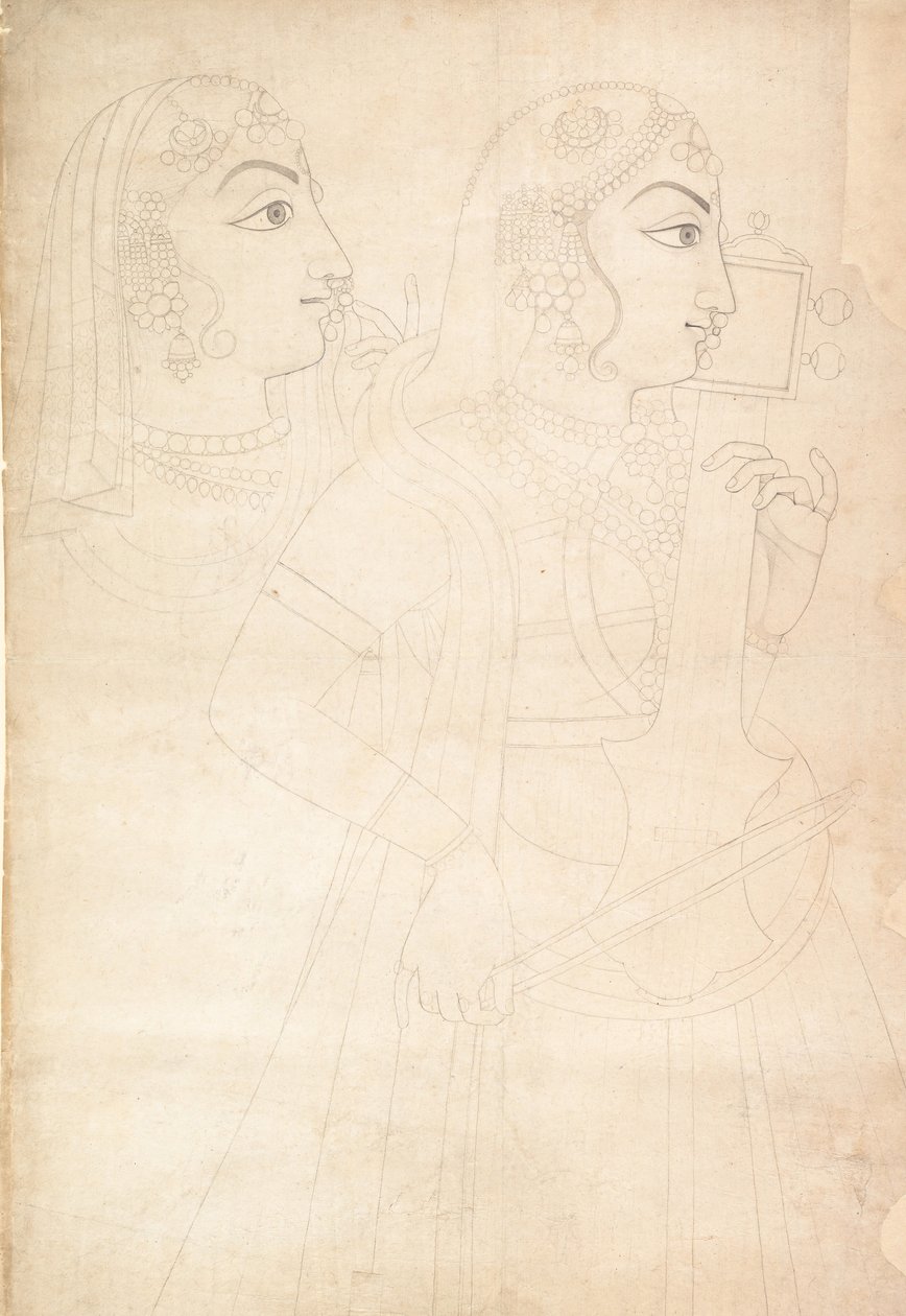 Zanger en Sarinda-speler, ca. 1800 door Sahib Ram