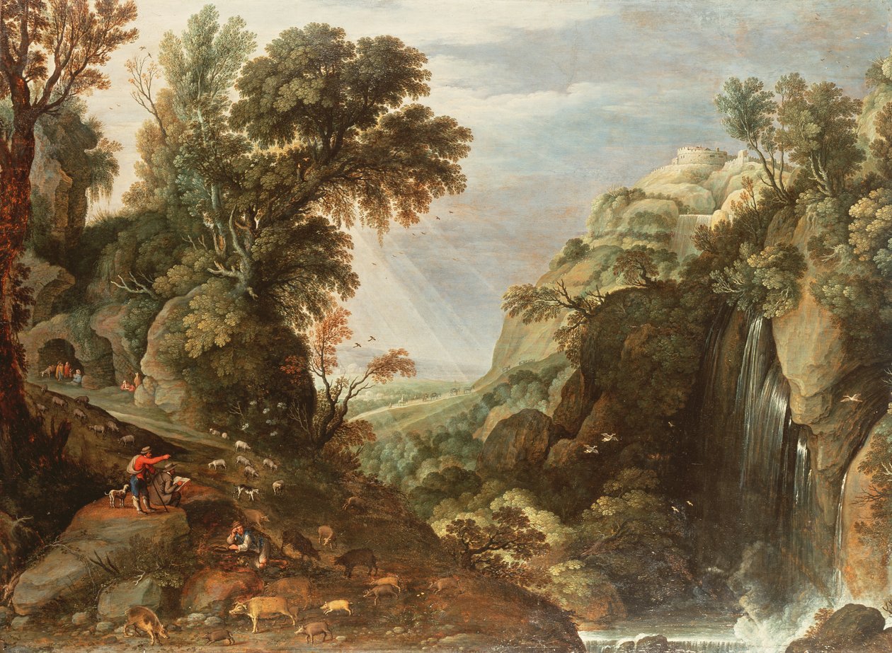 Klassiek landschap door Salomon van Ruisdael or Ruysdael