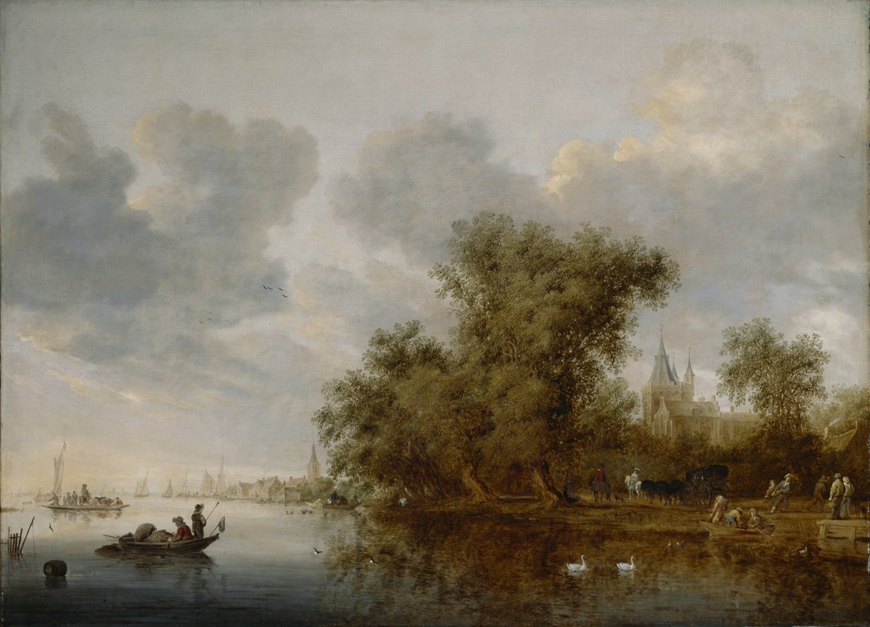 Rivierlandschap door Salomon van Ruisdael or Ruysdael