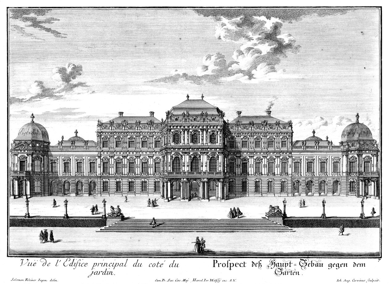 Tuinzijde van het bovenste kasteel door Salomon Kleiner
