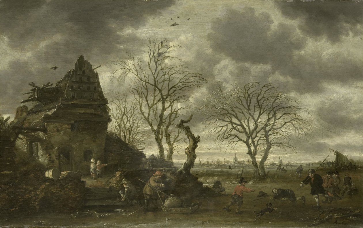 Winterscène door Salomon Rombouts