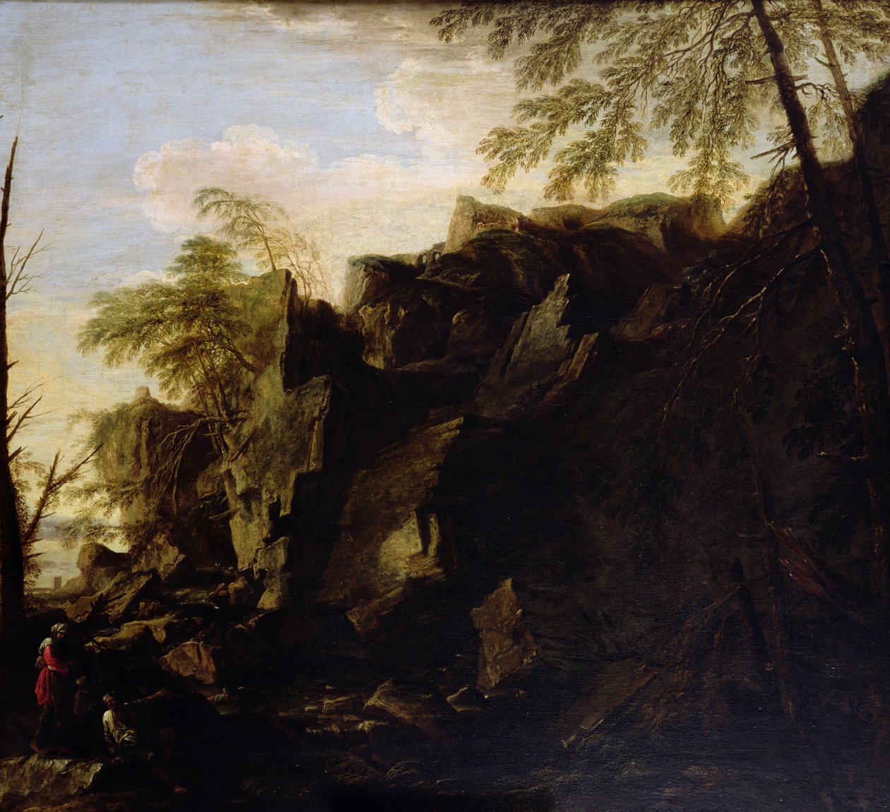 Een Rotsachtig Landschap ca. 1640 door Salvator Rosa