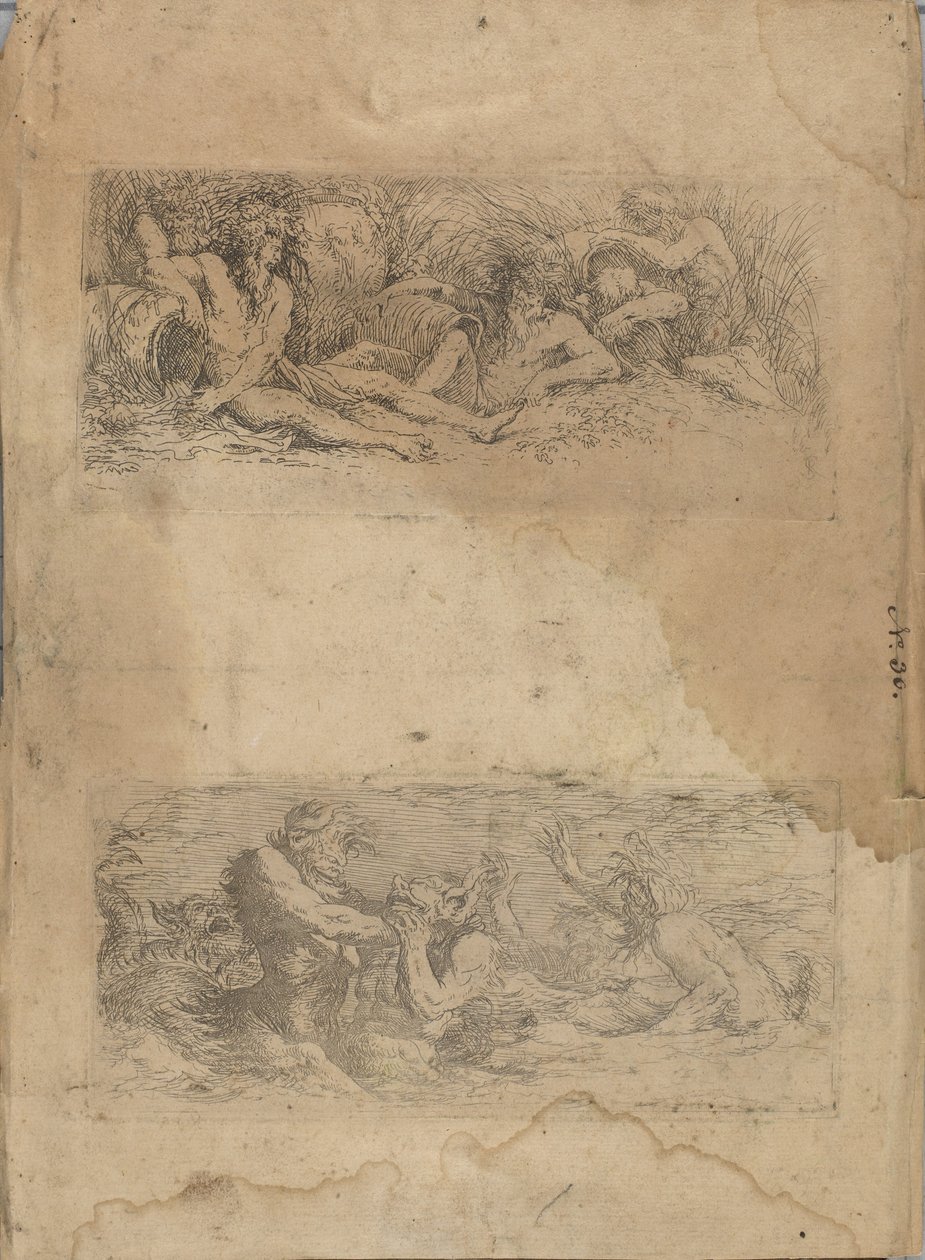 (Beeldjesreeks) Riviergoden door Salvator Rosa