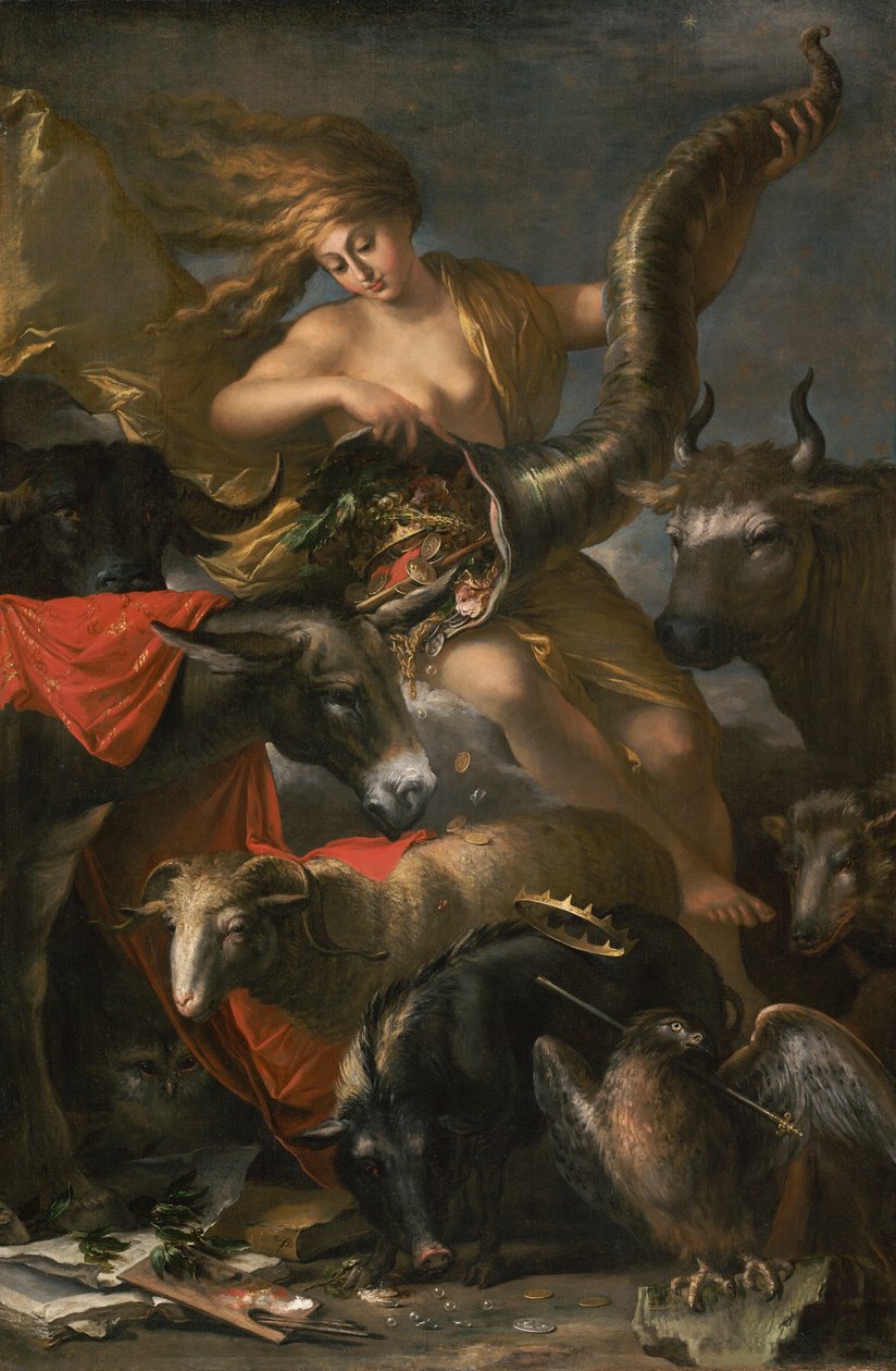Allegorie van fortuin door Salvator Rosa