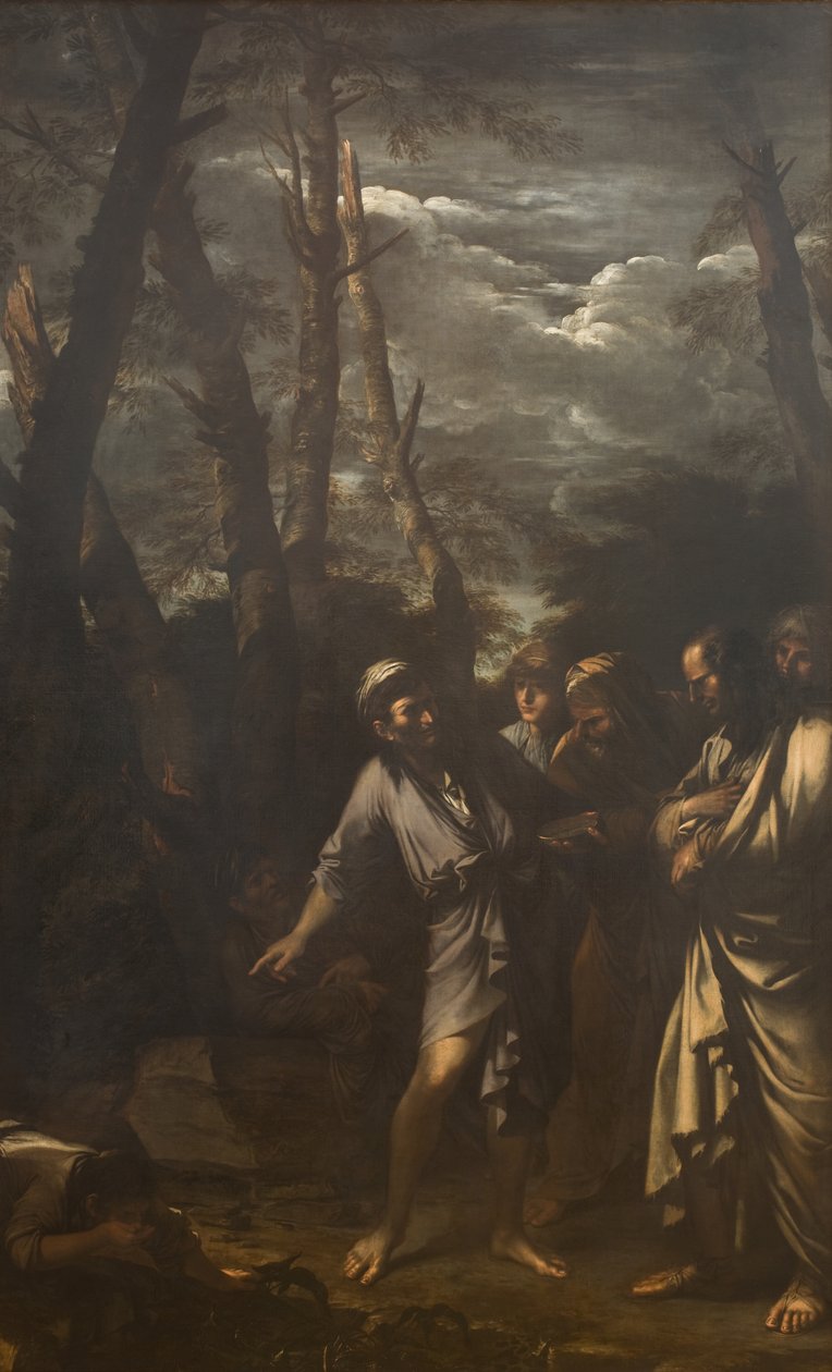 Diogenes gooit zijn drinkbeker weg door Salvator Rosa