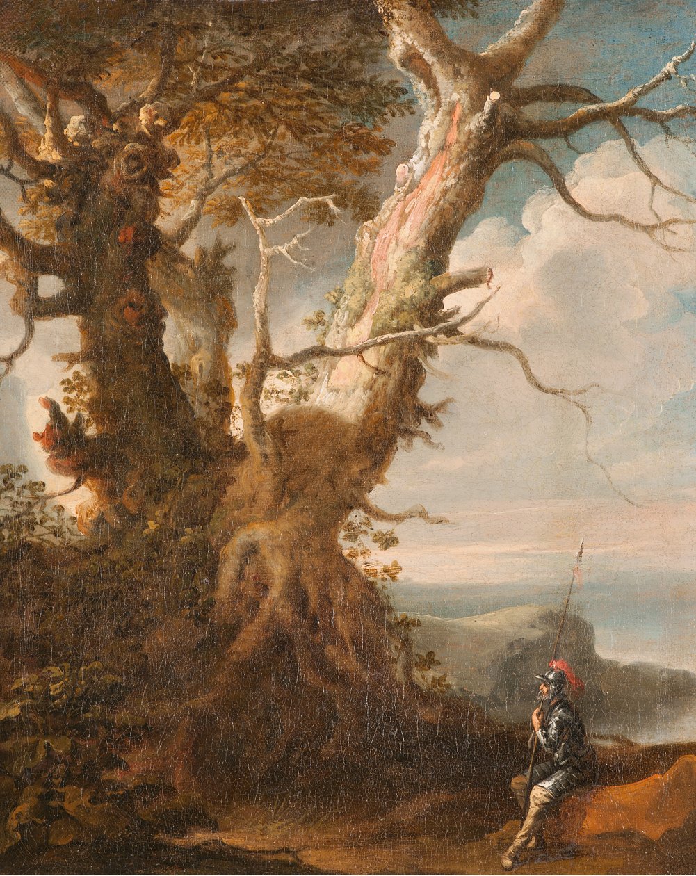Landschap met Helbardier door Salvator Rosa
