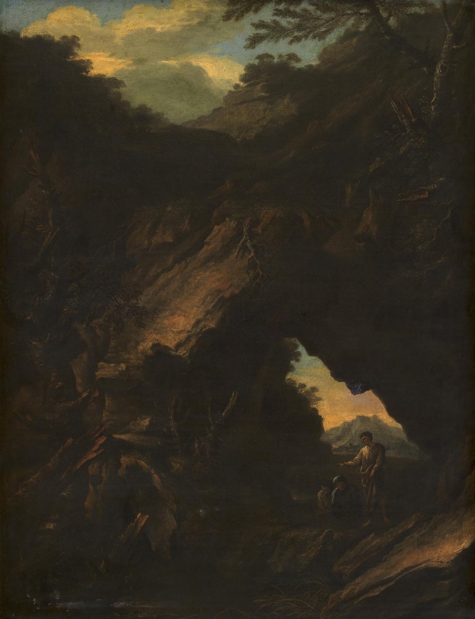 Landschap met een "Arco Naturale" door Salvator Rosa