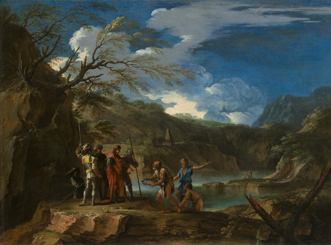 Polycrates en de Visser door Salvator Rosa