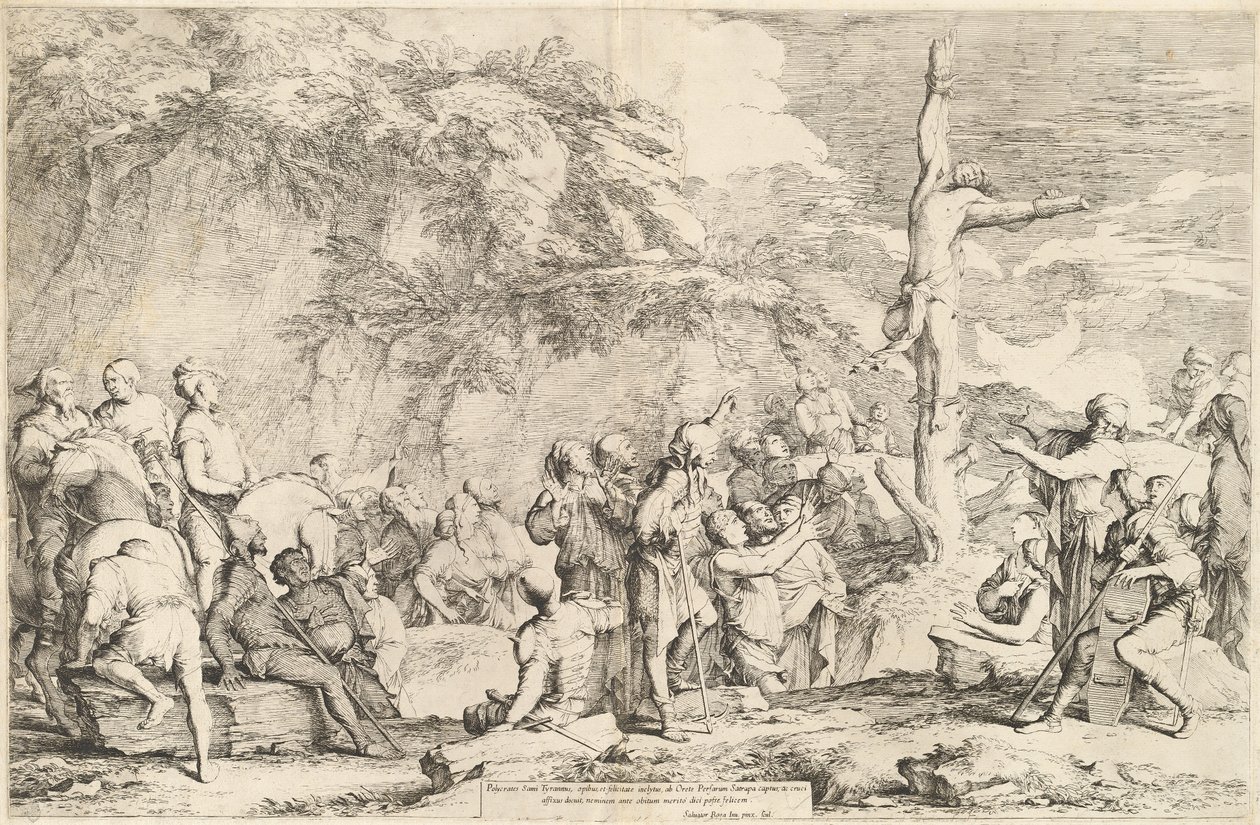 De Kruisiging van Polycrates door Salvator Rosa