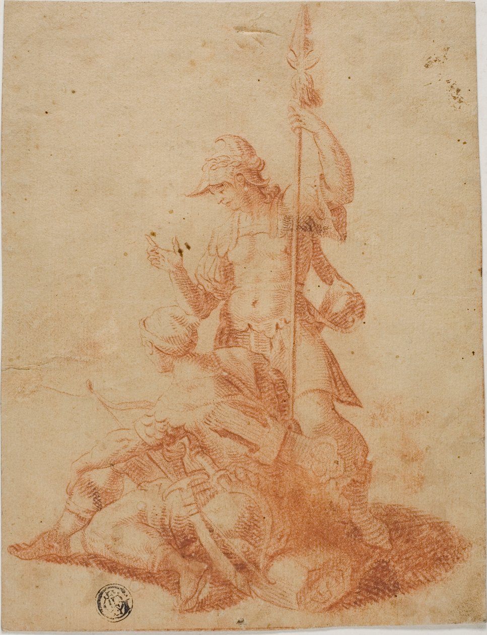 Twee mannelijke krijgers door Salvator Rosa