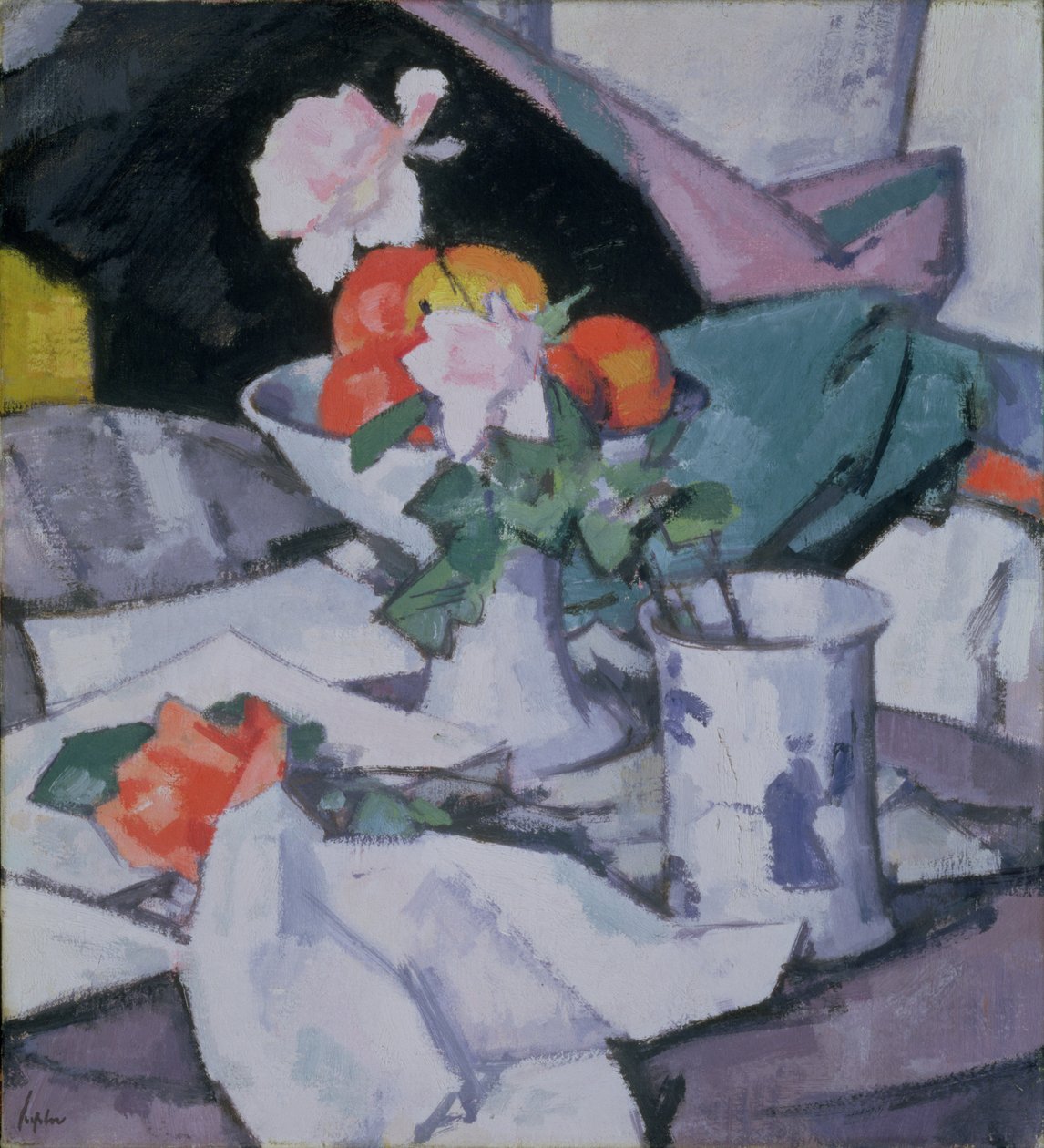 Stilleven, Rozen en Chinese Vaas door Samuel John Peploe