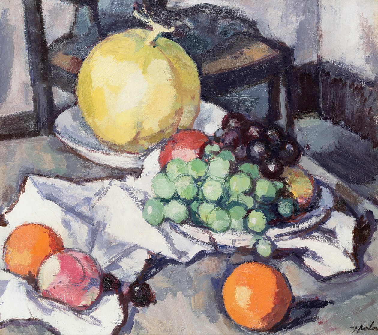 Stilleven met Meloenen en Druiven door Samuel John Peploe