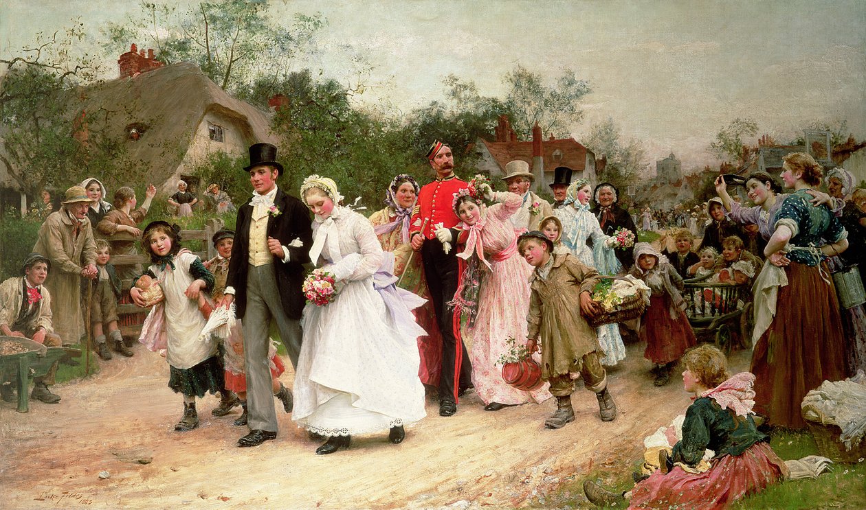 De Dorpsbruiloft, 1883 door Samuel Luke Fildes