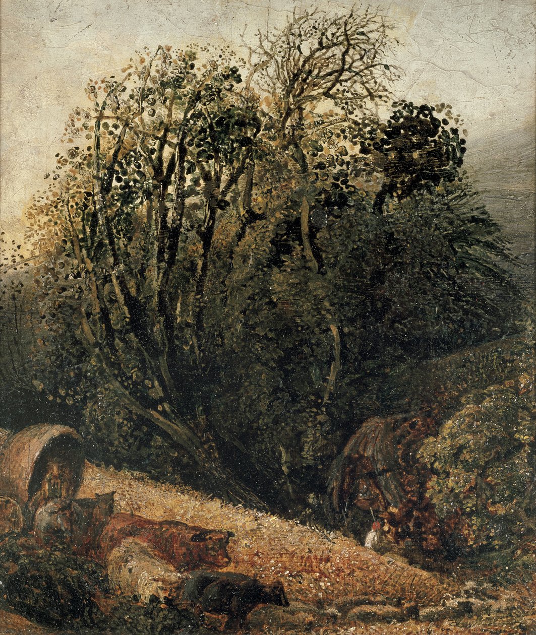 Een korenveld omzoomd door bomen, 19e eeuw door Samuel Palmer