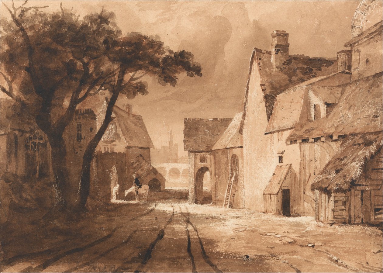 Studie van oude gebouwen door Samuel Palmer
