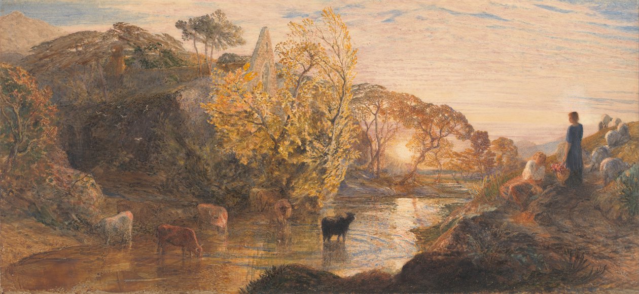 Tintern Abbey bij Zonsondergang door Samuel Palmer