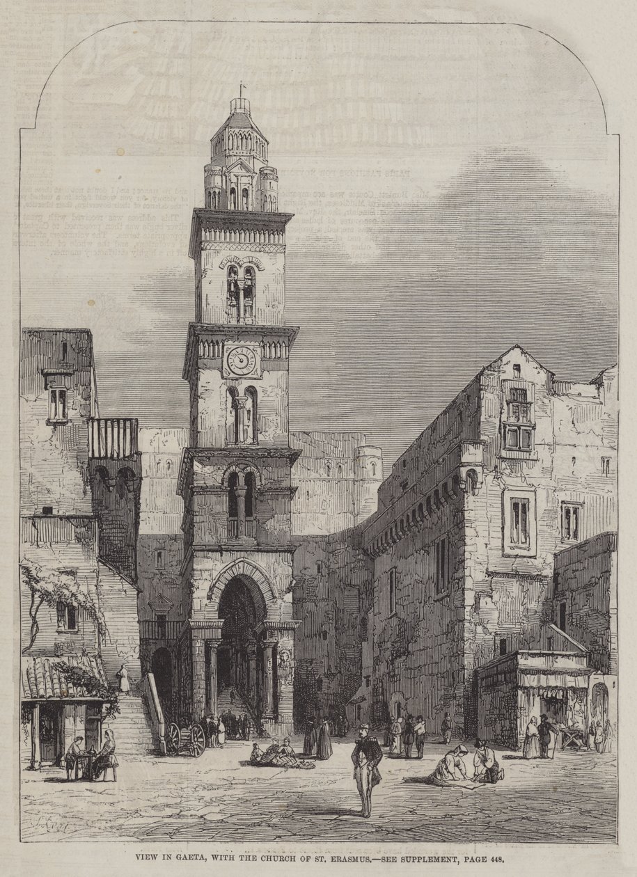 Uitzicht in Gaeta, met de Kerk van St Erasmus door Samuel Read