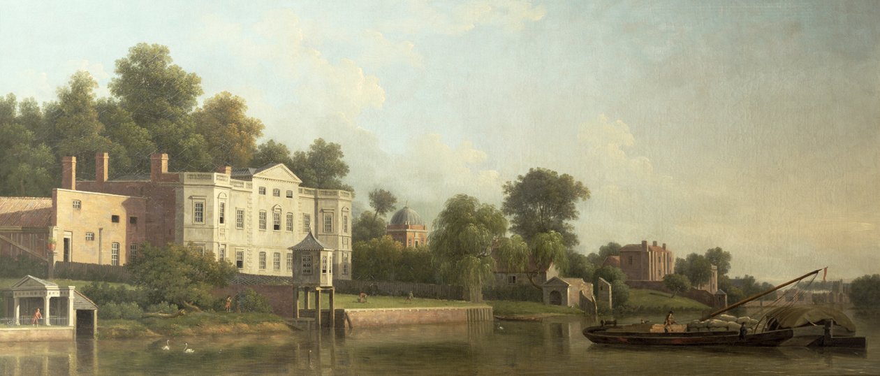 Een uitzicht op Popes Villa aan de rivier de Theems in Twickenham door Samuel Scott