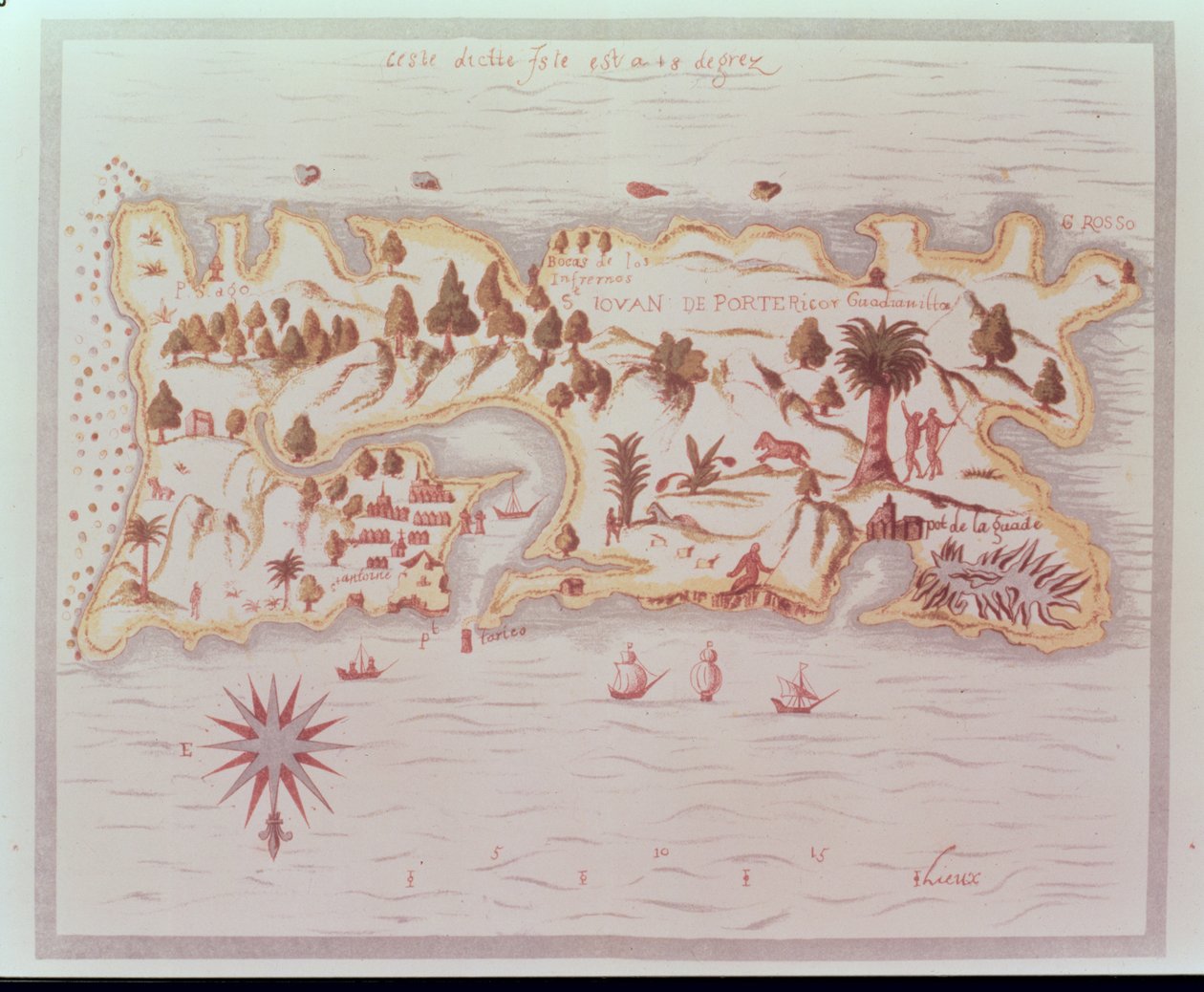 Kaart van het eiland Puerto Rico, 1599 door Samuel de Champlain