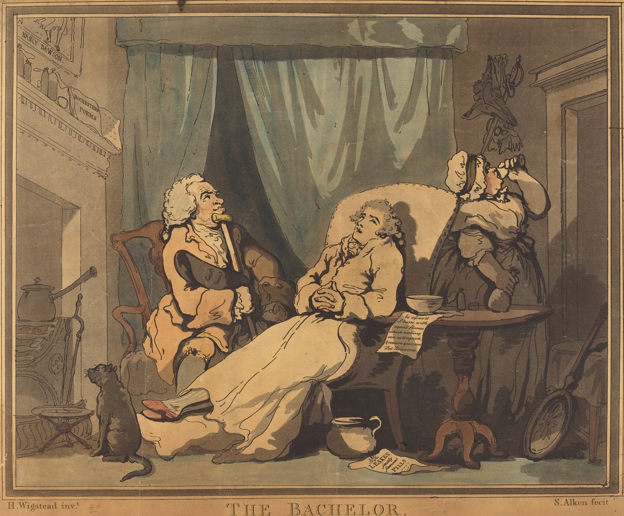 De vrijgezel door Samuel Alken after H. Wigstead