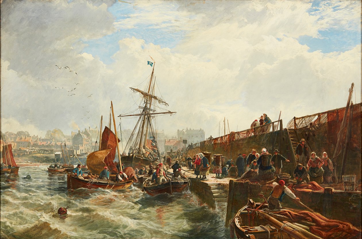 De vangst lossen, Newhaven door Samuel Bough