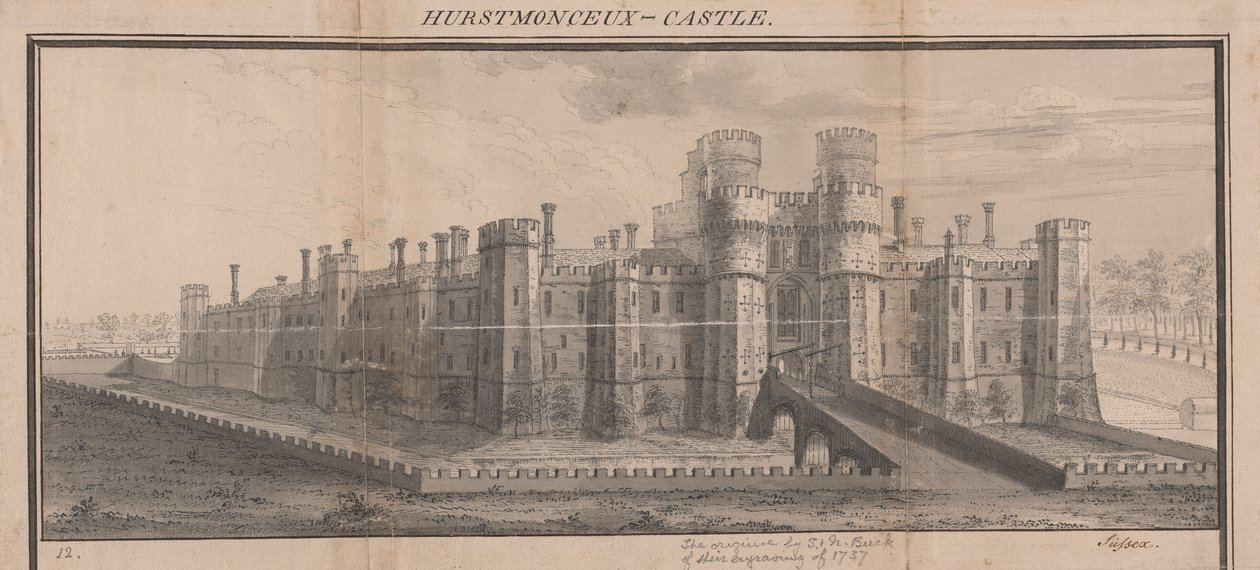 Herstmonceux Castle, Sussex door Samuel Buck