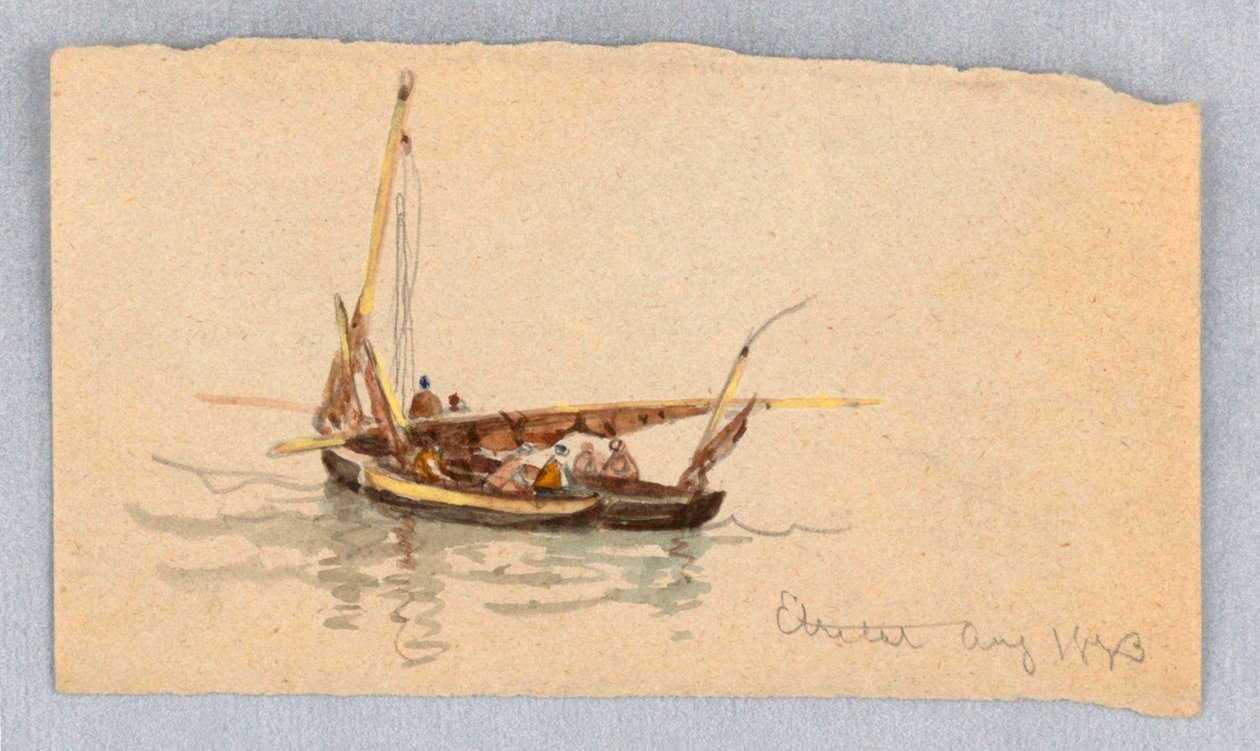 Boten bij Étretat door Samuel Colman
