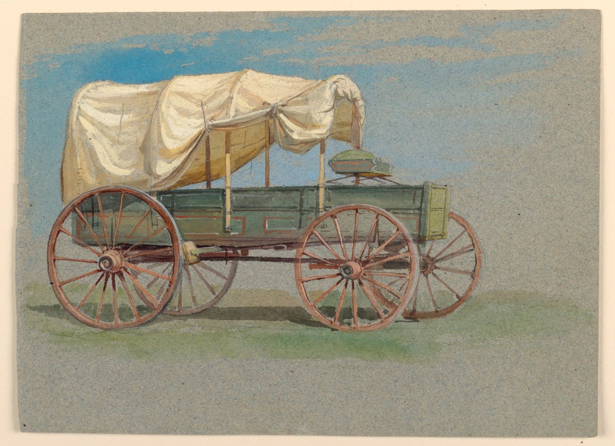 Tekening, Een huifkar, 1870-80 door Samuel Colman