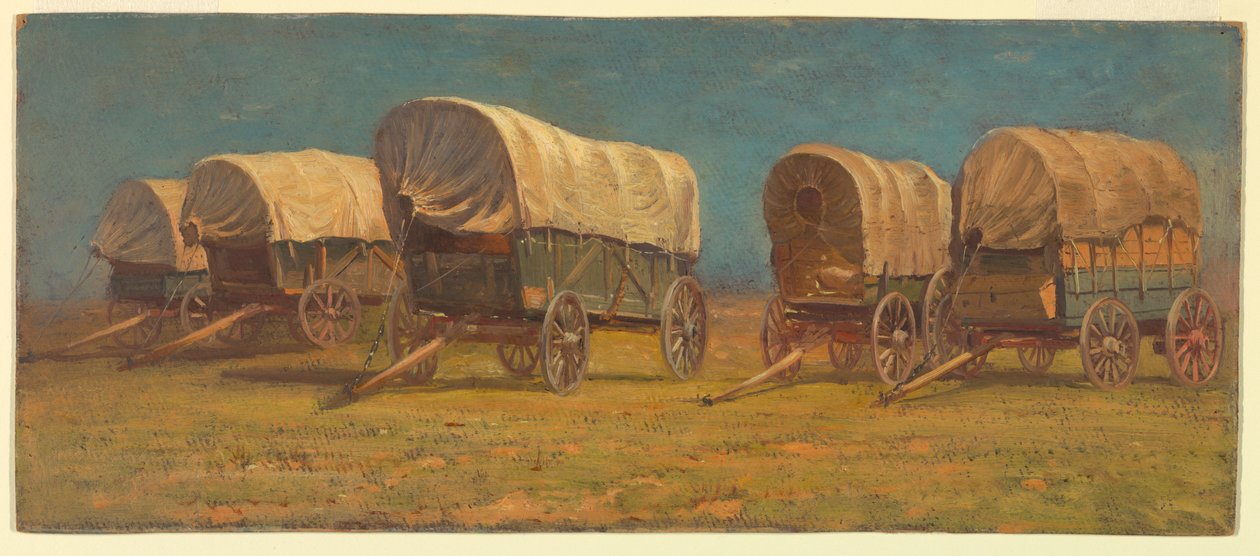 `Tekening, Studie, Huifkarren, mogelijk 1871 door Samuel Colman