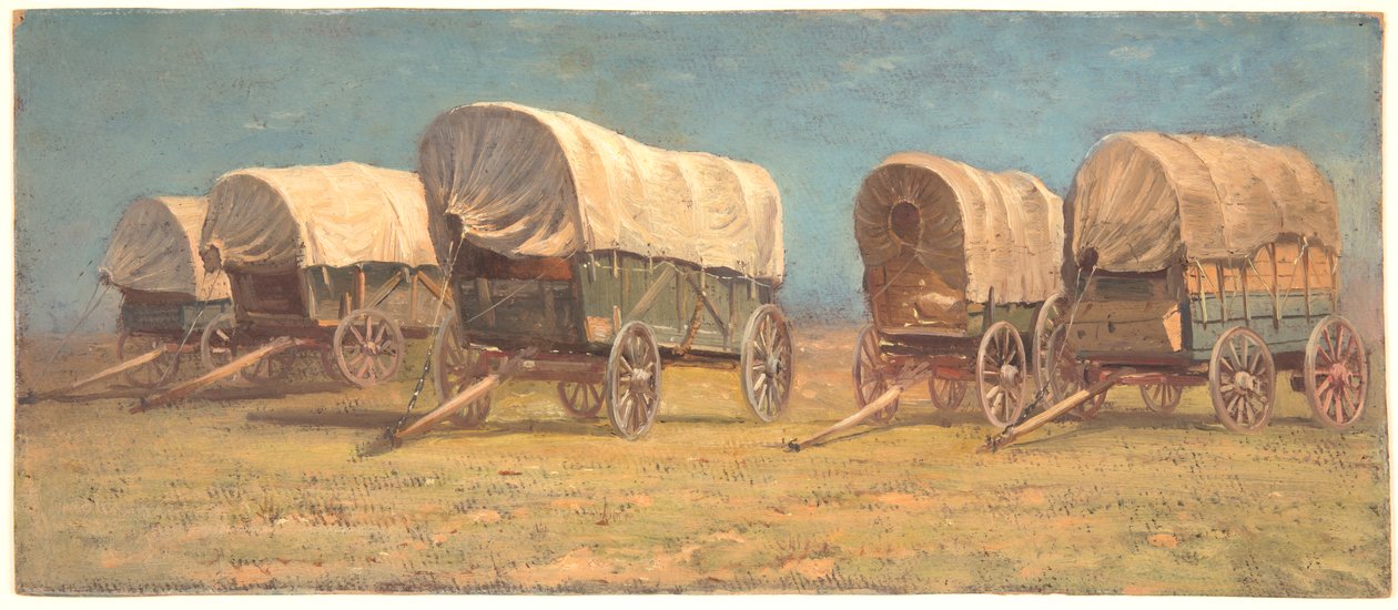 Studie van overdekte wagens door Samuel Colman